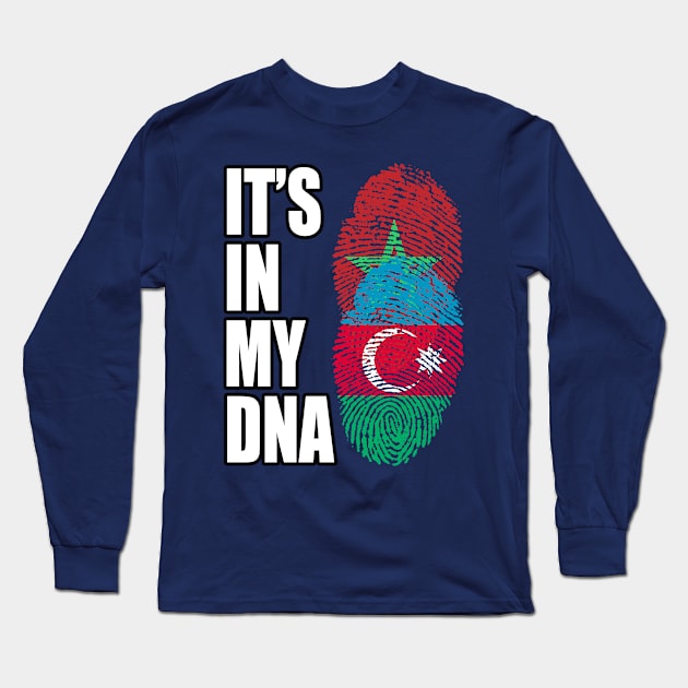 Azerbaijani And Moroccan Mix DNA Flag Heritage Long Sleeve T-Shirt by Just Rep It!!